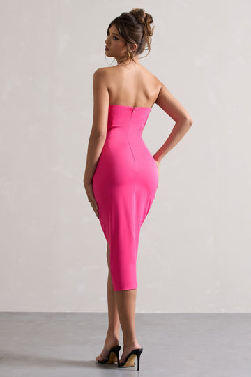 Soulmate Hot Pink Bandeau Midi dress